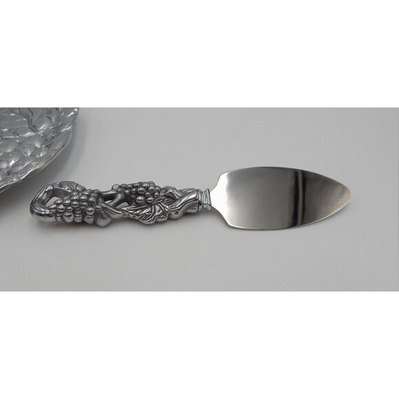 Arthur Court Cheese Set Tray Plate & Spreader Knife Grapes Leaves 2000 Design - Picture 4 of 10